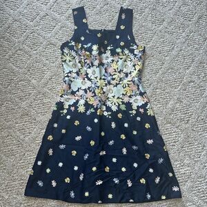 LOFT‎ Outlet Womens Sundress Easter Blue Floral  Cotton Lined  Sundress Size 0P